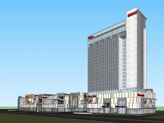 Sketchup综合体模型|商业综合体，多层高层混合，现代风格