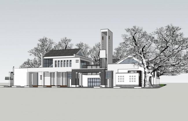 Sketchup商业模型|多层会所，新中式风格，商业建筑