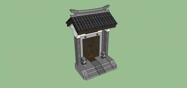 Sketchup素材模型|大门，中式风格，建筑构件