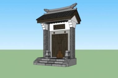 Sketchup素材模型|大门，中式风格，建筑构件-BIM建筑网