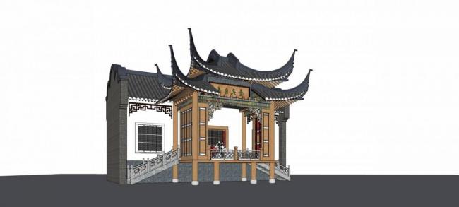 Sketchup小品模型|戏台，景观，单层，中式风格