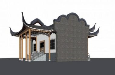 Sketchup小品模型|戏台，景观，单层，中式风格-BIM建筑网