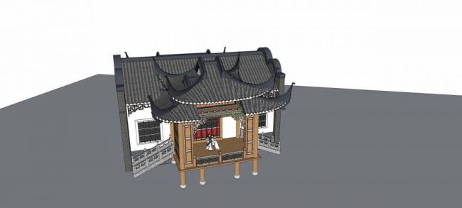 Sketchup小品模型|戏台，景观，单层，中式风格