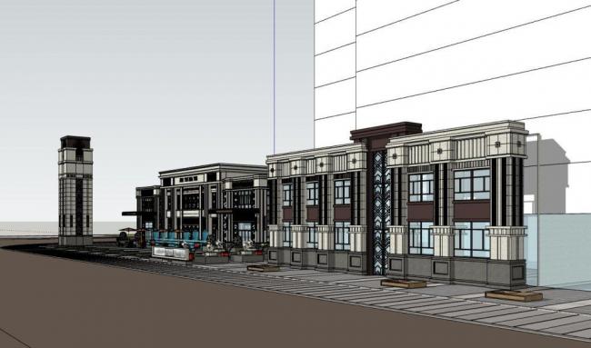 Sketchup商业模型|示范区，商业建筑，现代风格
