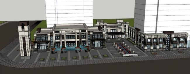 Sketchup商业模型|示范区，商业建筑，现代风格