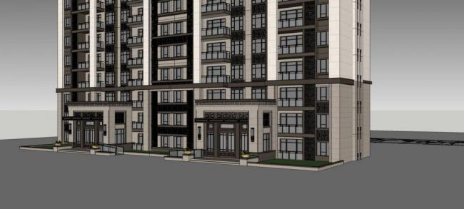 Sketchup住宅模型|高层住宅楼，中式风格，居住建筑