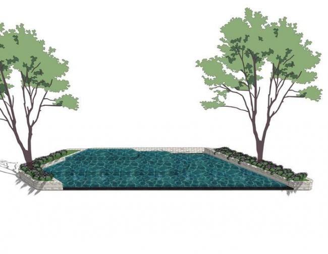 Sketchup景观模型|水景，景观，现代风格