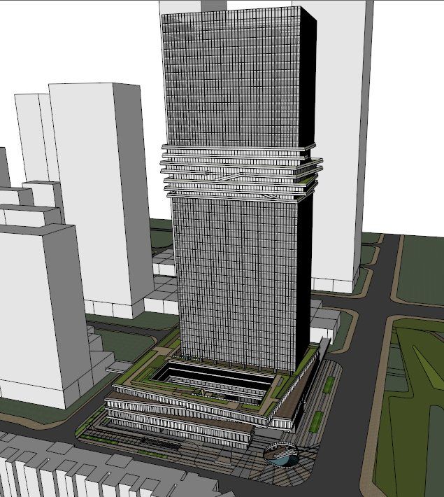 Sketchup办公模型|商务办公，酒店，超高层，商业裙房，现代风格