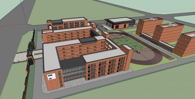 Sketchup学校模型|多层教学楼，学校，教育建筑，现代风格