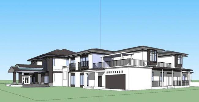 Sketchup商业模型|多层会所，商业建筑，中式风格