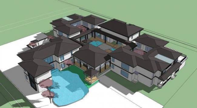 Sketchup商业模型|多层会所，商业建筑，中式风格