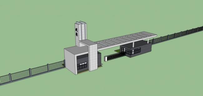 Sketchup素材模型|工厂入口，传达室，现代风格