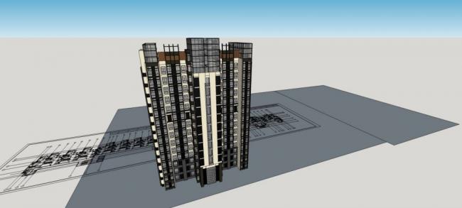 Sketchup住宅模型|小高层住宅楼，居住建筑，现代风格