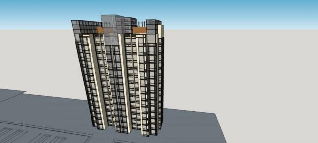 Sketchup住宅模型|小高层住宅楼，居住建筑，现代风格