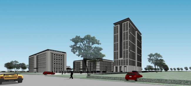 Sketchup医院模型|丹阳市中医院方案二，高层医院，现代风格，医疗建筑