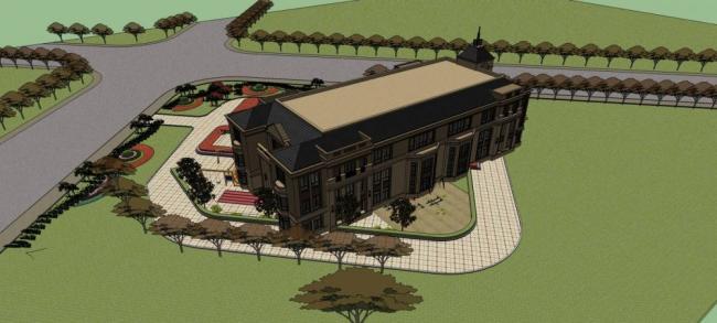 Sketchup学校模型|多层幼儿园，古典风格，教育建筑，简欧风格