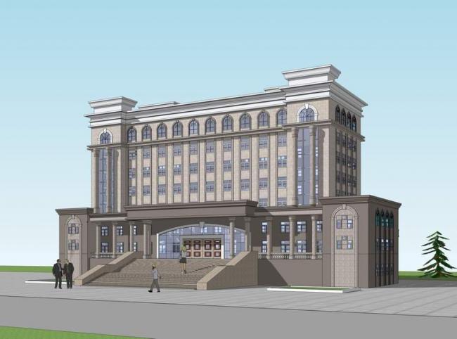 Sketchup办公模型|行政办公楼，政府办公楼，多层，简欧式