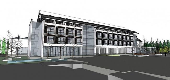 Sketchup商业模型|多层会所，商业建筑，中式风格