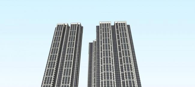 Sketchup住宅模型|高层住宅楼，小区，现代风格，居住建筑
