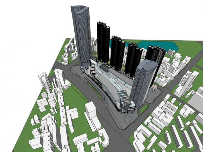 Sketchup综合体模型|超高层商业综合体，办公，现代风格