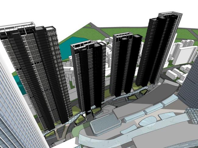 Sketchup综合体模型|超高层商业综合体，办公，现代风格