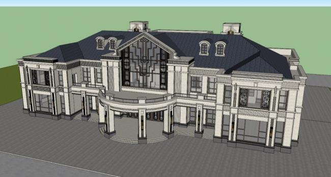 Sketchup商业模型|多层会所，商业建筑，西方新古典