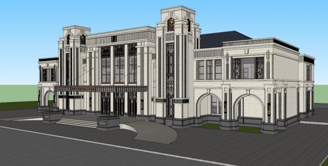 Sketchup商业模型|多层会所，商业建筑，西方新古典