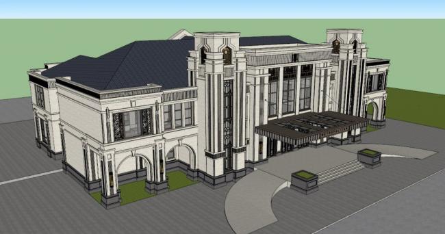 Sketchup商业模型|多层会所，商业建筑，西方新古典