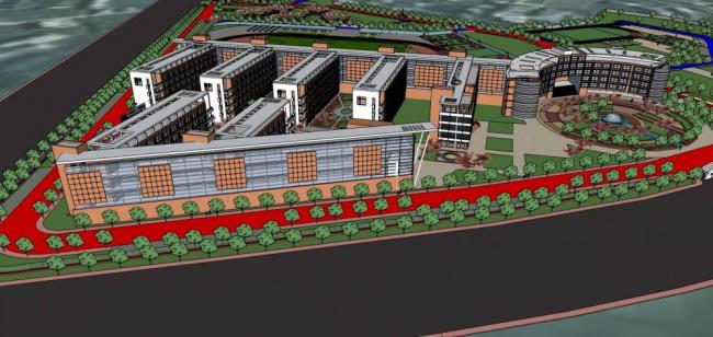 Sketchup学校模型|多层学校，实验小学，教育建筑，文教卫生，现代风格