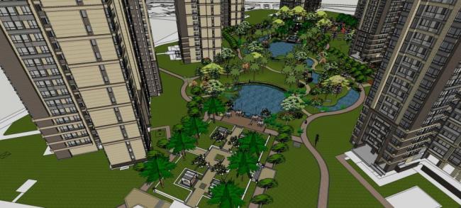 Sketchup住宅模型|高层住宅，小区，景观，居住建筑，现代风格