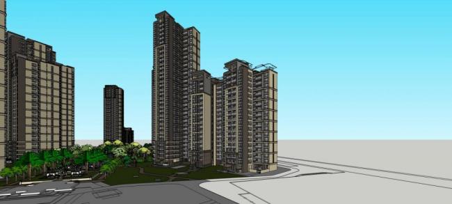 Sketchup住宅模型|高层住宅，小区，景观，居住建筑，现代风格