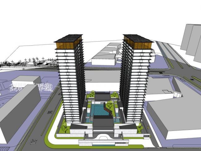 Sketchup住宅模型|超高层公寓，居住建筑，现代风格