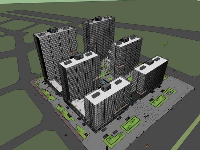 Sketchup综合体模型|高层商业综合体，办公，现代风格