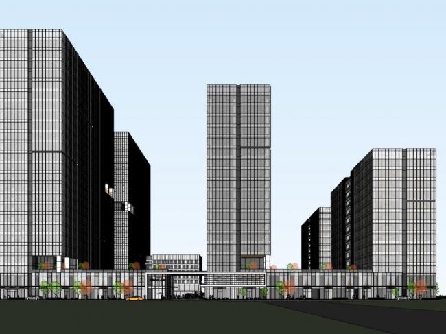 Sketchup综合体模型|高层商业综合体，办公，现代风格