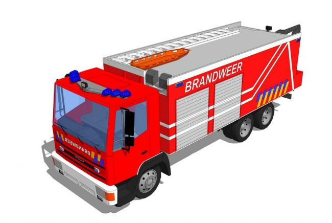 Sketchup素材模型|消防车