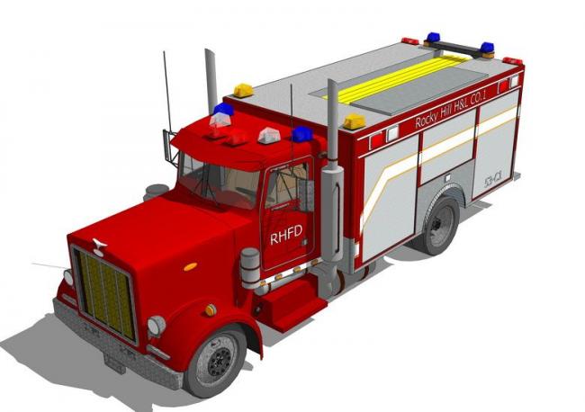 Sketchup素材模型|消防车