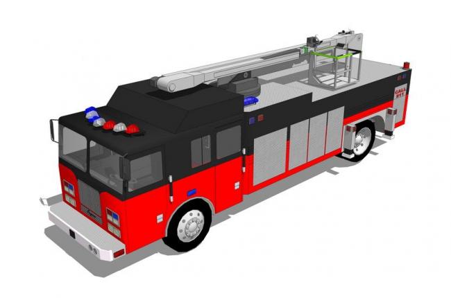 Sketchup素材模型|消防车