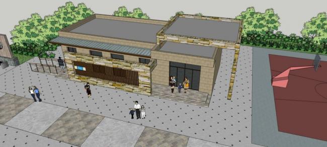 Sketchup小品模型|公共厕所，单层，现代风格