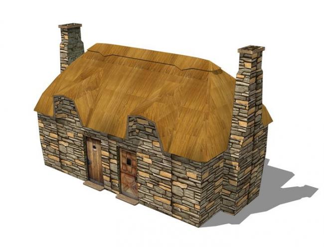 Sketchup小品模型|茅草屋