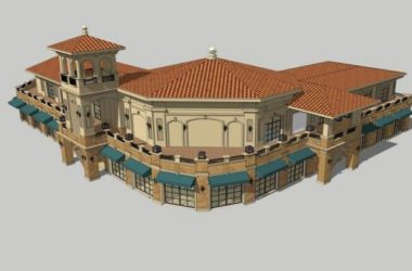 Sketchup商业模型|转角商业楼，西班牙，古典风格-BIM建筑网