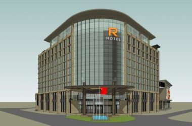 Sketchup酒店模型|L型酒店，商业裙房， 沿街商业，现代风格-BIM建筑网