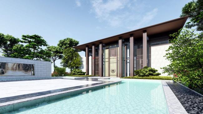 Sketchup商业模型|售楼处，新中式风格，商业建筑