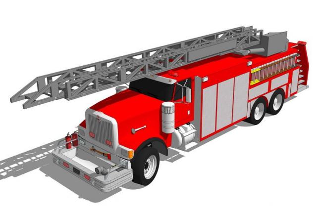 Sketchup素材模型|消防车