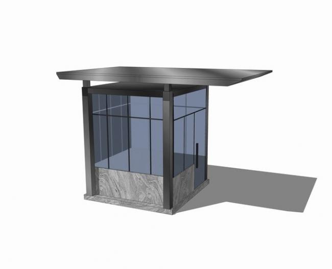Sketchup素材模型|岗亭，保安亭，门卫室