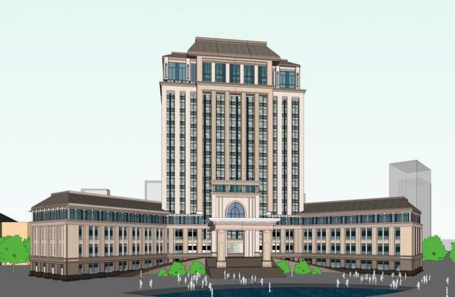 Sketchup酒店模型|V型平面，高层酒店，法式，古典风格