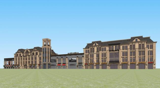 Sketchup商业模型|多层沿街商业，古典风格，法式