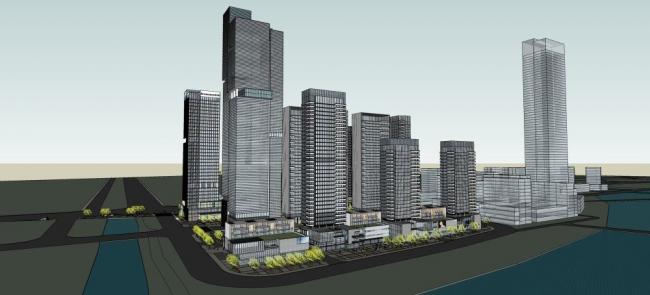 Sketchup综合体模型|超高层商业综合体，酒店办公，现代风格