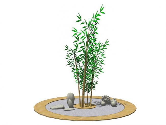Sketchup素材模型|竹子，石头，枯山水，景观