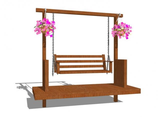 Sketchup素材模型|秋千椅子，景观，素材组件