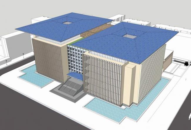 Sketchup文化模型|大学图书馆，多层，新中式风格，文化建筑